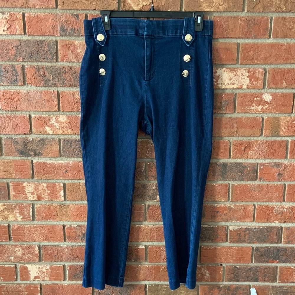 Lilly Pulitzer Parrish High Rise Women's Gold Button Ankle Jeans